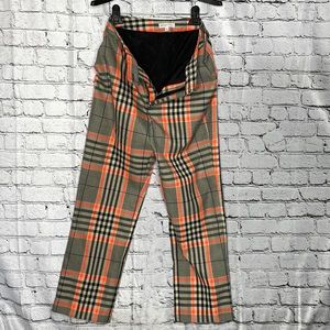 GREY LAB Los Angeles slacks, medium, tan, black and bright orange.